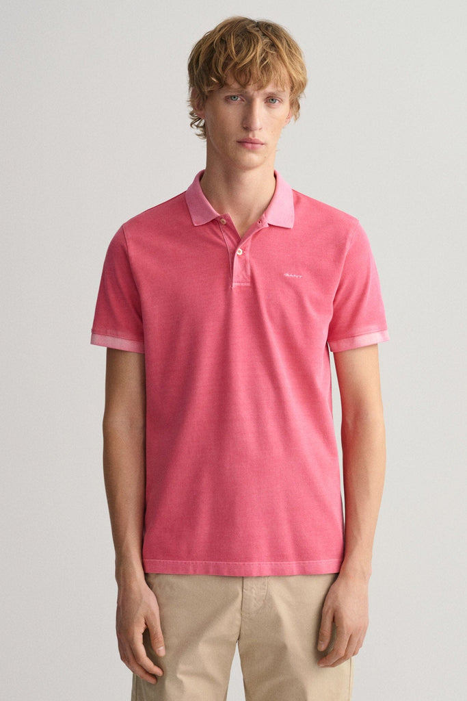GANT Sunfaded Pique Polo Shirt - Magenta Pink