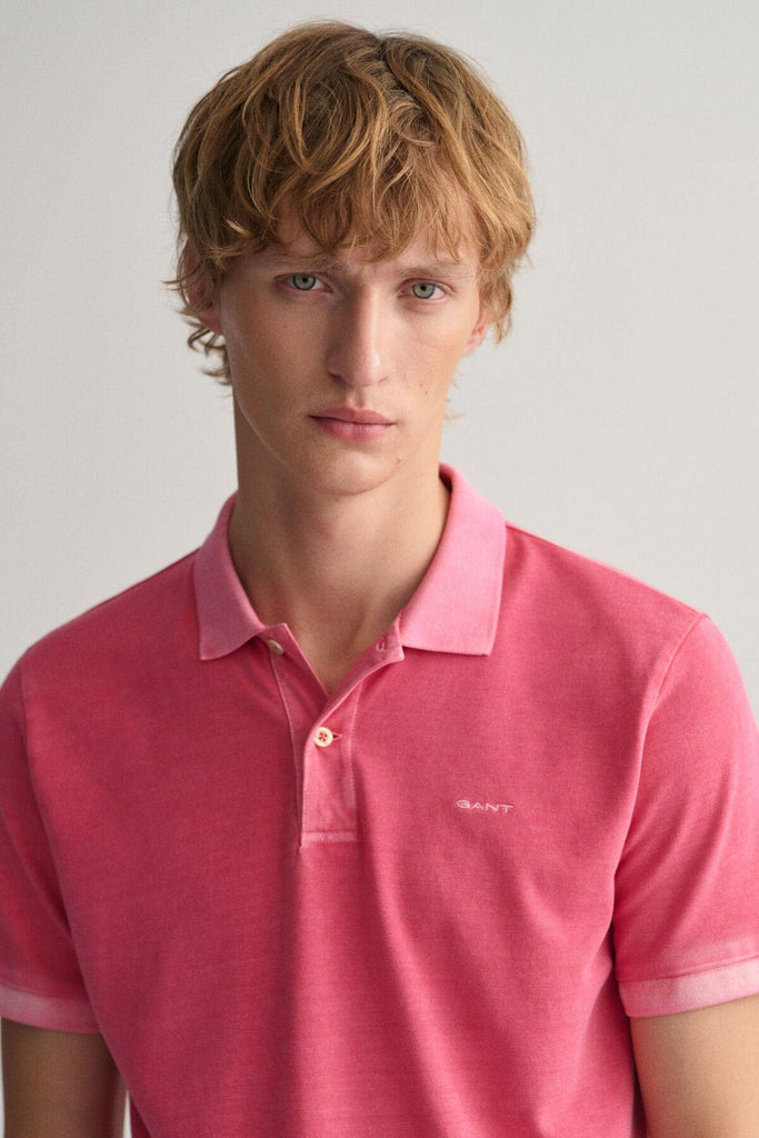 GANT Sunfaded Pique Polo Shirt - Magenta Pink
