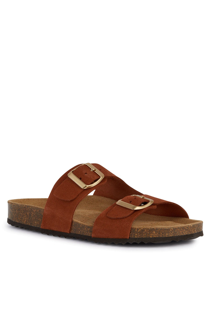Geox Brionia Suede Leather Sandals - Brick