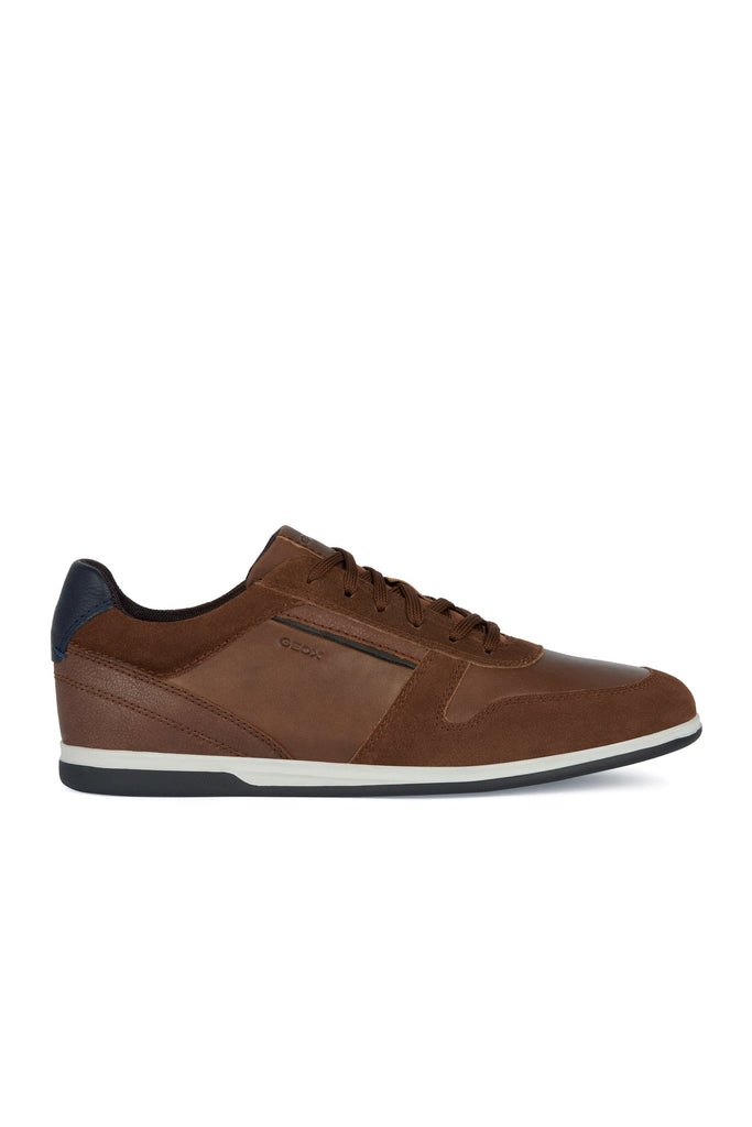 Geox Mens Renan Suede & Waxed Leather Trainers - Brown Cotto