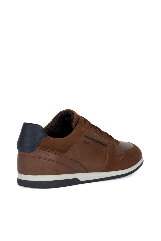 Geox Mens Renan Suede & Waxed Leather Trainers - Brown Cotto