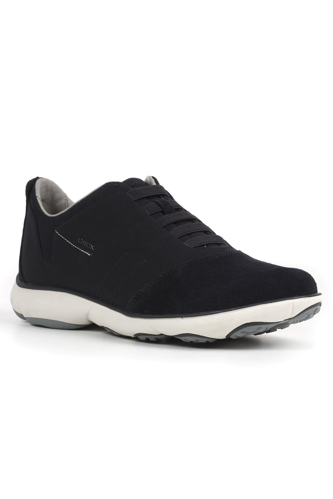 Geox Nebula Cotton & Suede Pull On Trainers - Navy