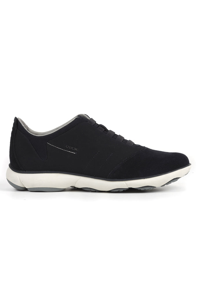 Geox Nebula Cotton & Suede Pull On Trainers - Navy