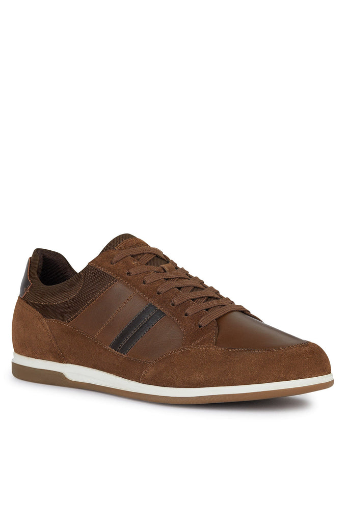 Geox Renan A Suede & Waxed Leather Trainers - Light Brown
