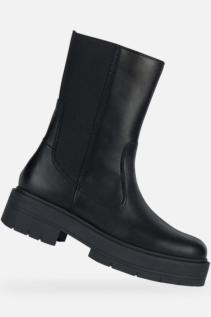 Geox Spherica EC7  Smooth Leather Chelsea Boots - Black