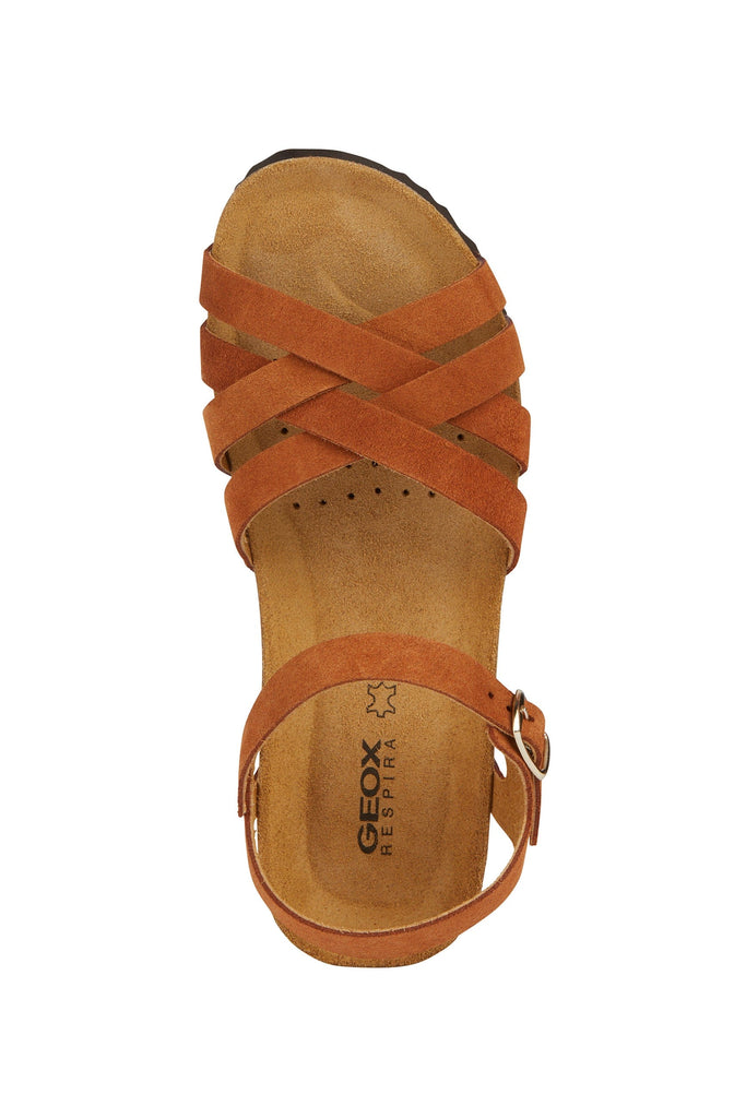Geox Sthellae Suede Leather Sandals - Cognac