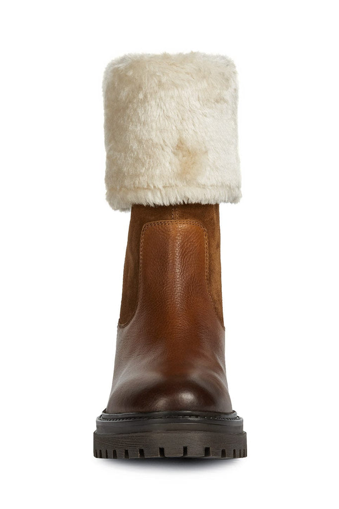 Geox Women's Iridea Suede & Leather Faux Fur Lined Boots - Cognac