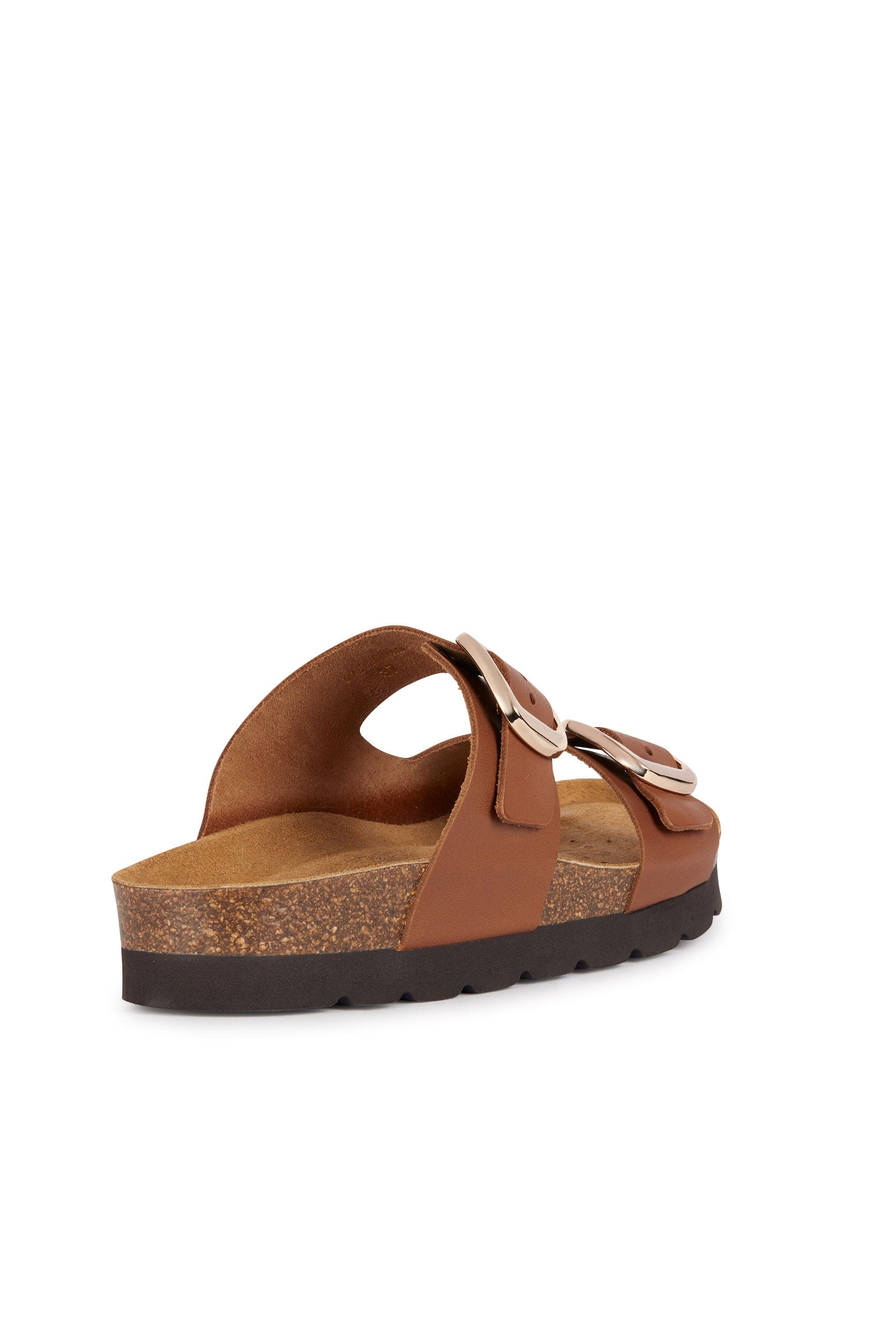 Geox Womens Brionia Leather Slide Sandals - Brown