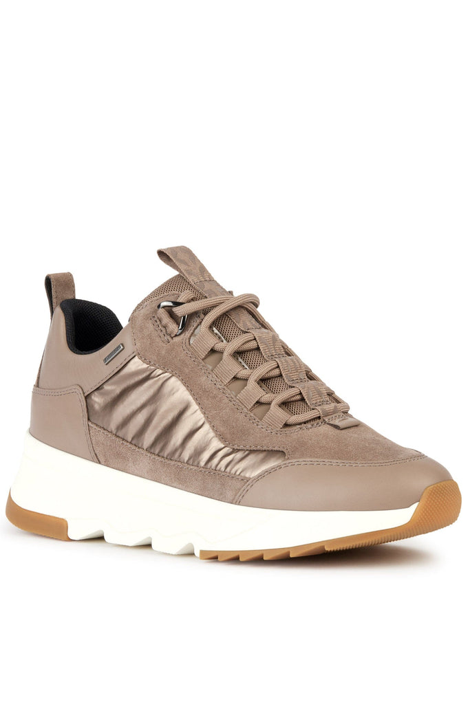 Geox Womens Falena ABX Nappa & Suede Trainers - Dark Taupe