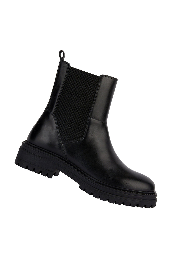 Geox Womens Iridea Leather & Elastic Ankle Boots - Black