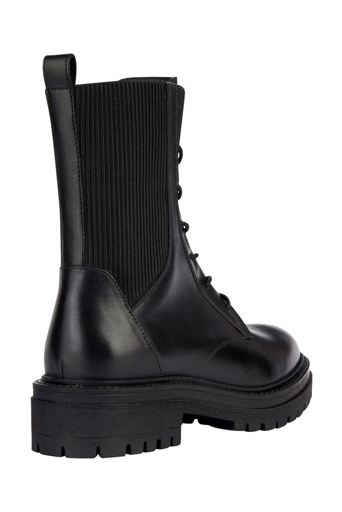 Geox Womens Iridea N Leather Biker Ankle Boots - Black