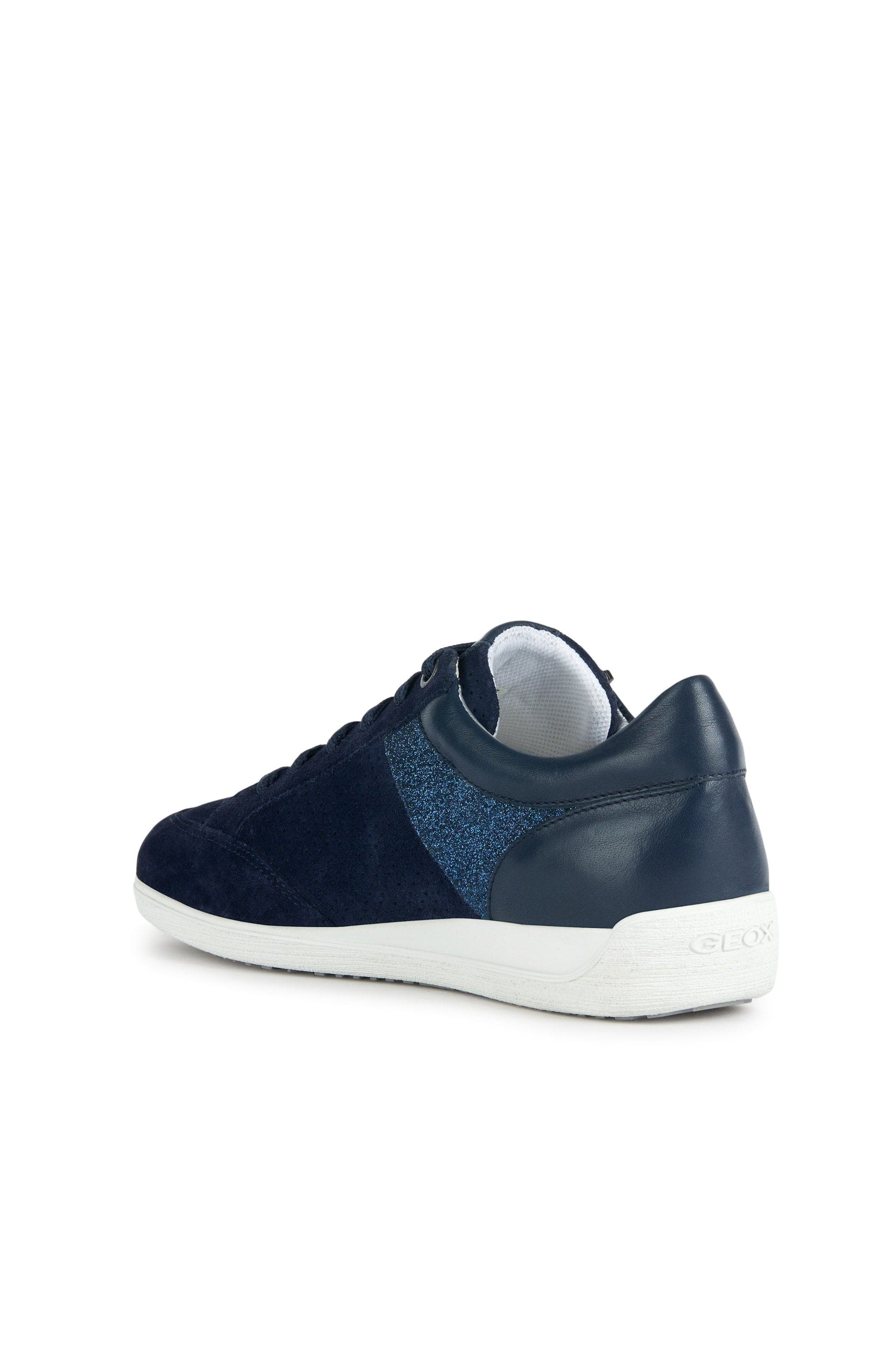 Geox Womens Myria Leather Lace up Trainers - Navy