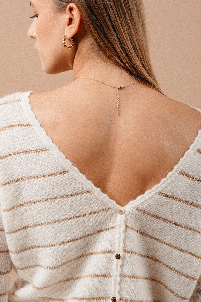 Grace & Mila Madisson Stripe Cardigan Jumper - Ecru