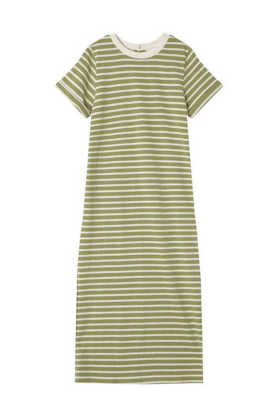 Grace & Mila Montmartre Stripe Sweatshirt Dress - Green/Cream