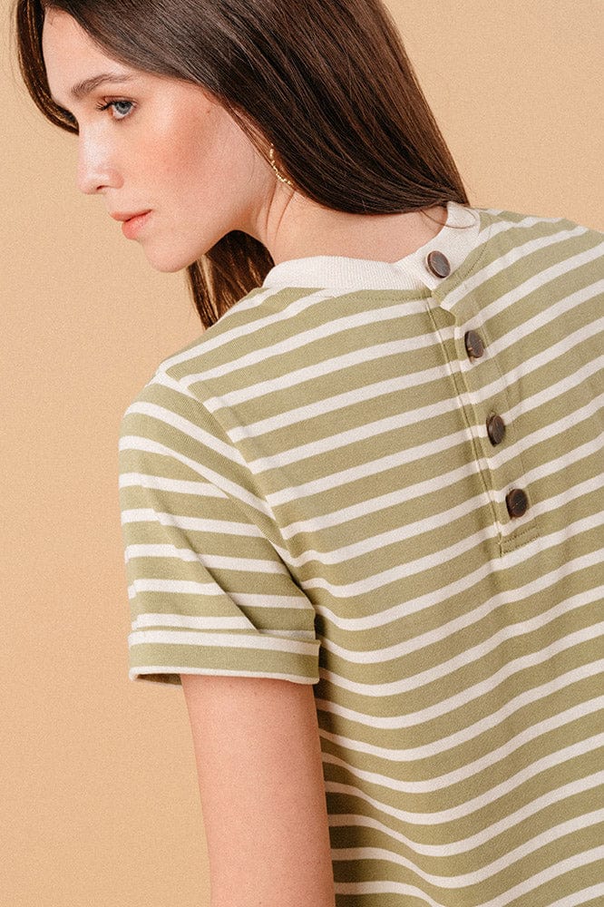 Grace & Mila Montmartre Stripe Sweatshirt Dress - Green/Cream