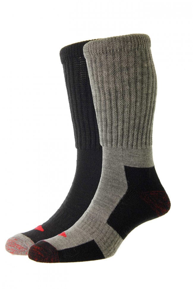 HJ Hall Comfort Top Wool Work Socks 2 Pack - Assorted