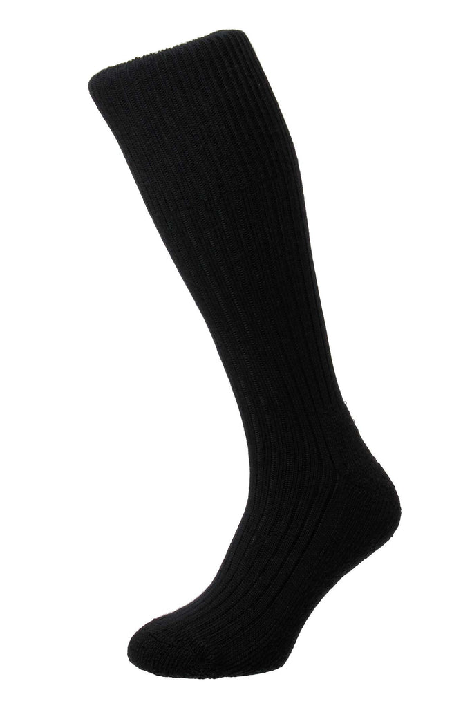 HJ Hall Mens Commando Wool Rich Half Hose Socks - Black
