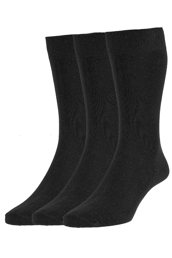 HJ Hall Mens Executive Plain Knit Cotton Rich Socks - 3 Pack - Black