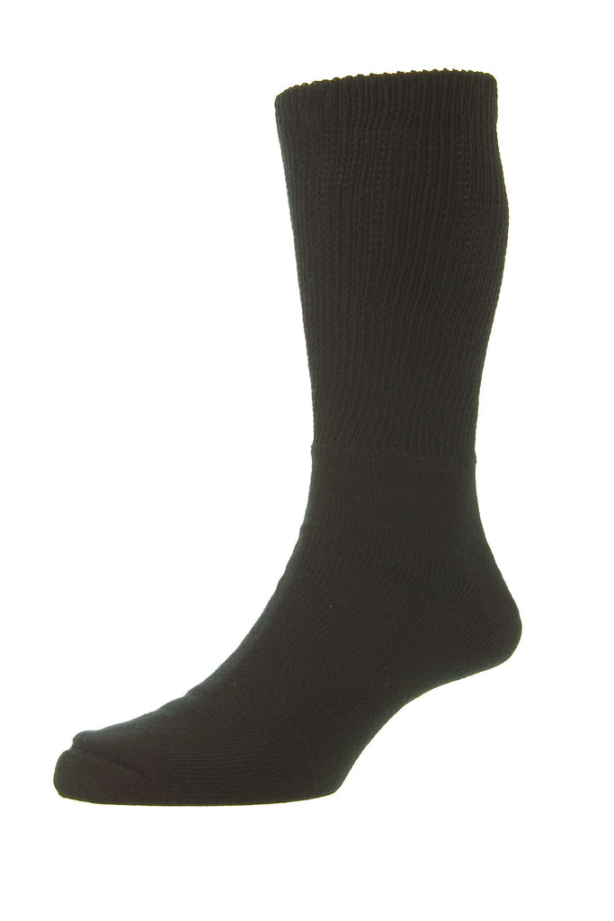 HJ Hall Mens Healthy Feet Diabetic Cotton Rich Socks - Black