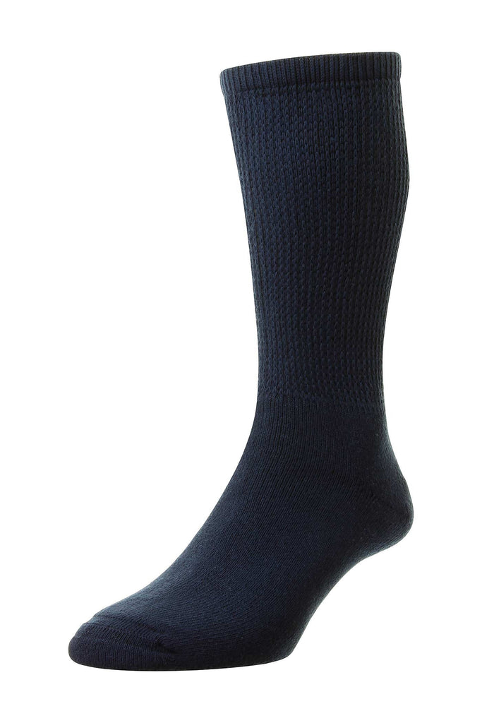 HJ Hall Mens Healthy Feet Diabetic Cotton Rich Socks - Navy