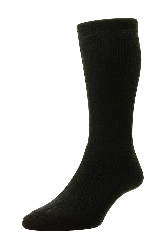 HJ Hall Mens Healthy Feet Diabetic Wool Blend Socks - Black