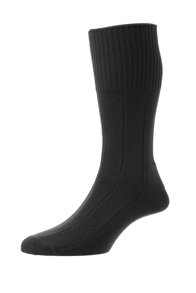 HJ Hall Mens Indestructible Broad Rib Half Hose Socks - Dark Grey