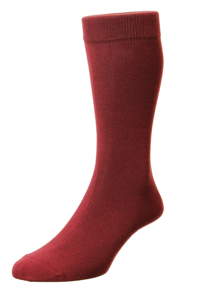 HJ Hall Mens Supersoft Bamboo Plain Sock - Red HJ593_RED_6-11