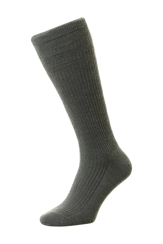 HJ Hall Mens Wool Rich Mid Calf Length Softop Socks - Mid Grey HJ98_MIDGREY_6-11