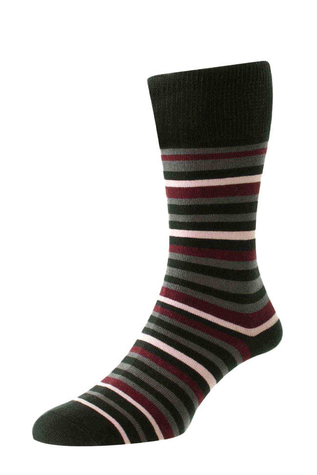 HJ Hall Organic Cotton Comfort Top Socks - Slate/Burgundy HJ640_SLATEBURG_6-11
