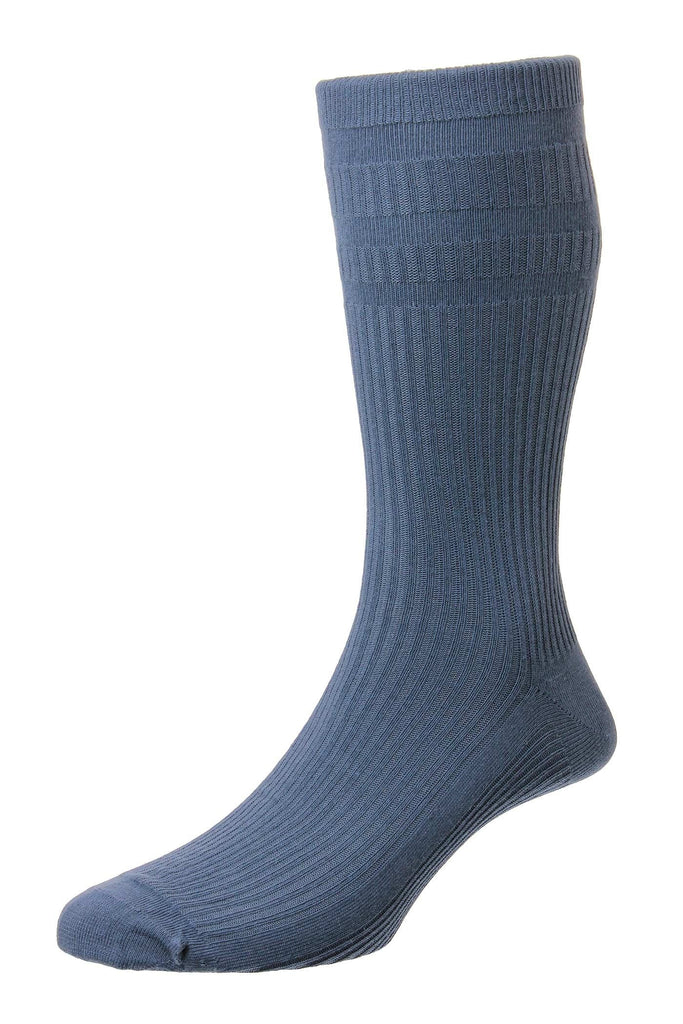 HJ Hall Original Cotton Rich Softop Socks - Slate Blue