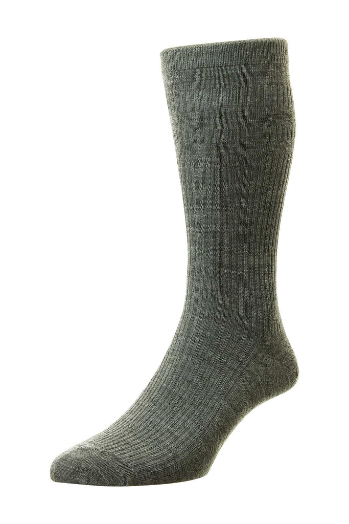 HJ Hall Original Wool Rich Softop Socks - Mid Grey