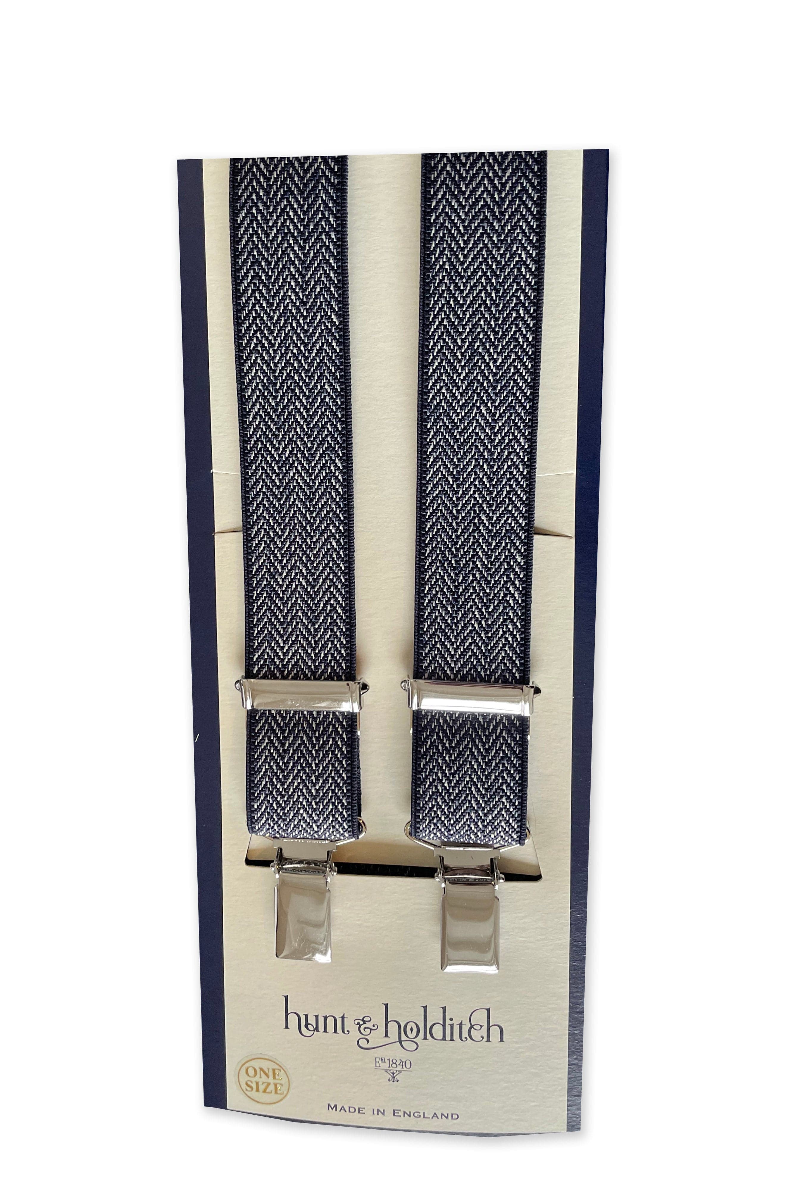 Hunt & Holditch Chevron 25mm Clip Braces - Navy 2117_NAVY_OS