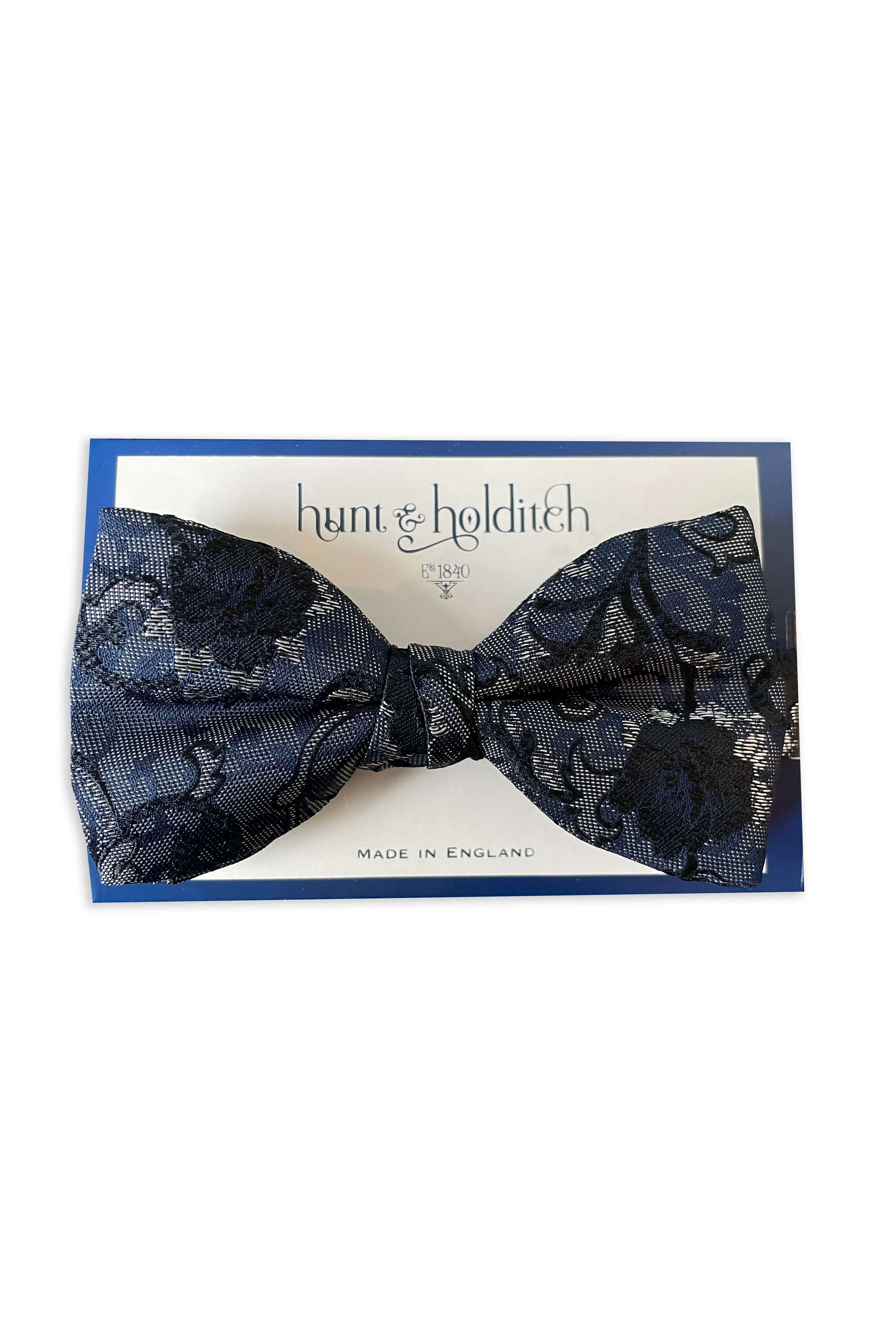 Hunt & Holditch Patterned Ready Tied Bow Tie - Black/Blue SP2405_BLACKBLUE_OS
