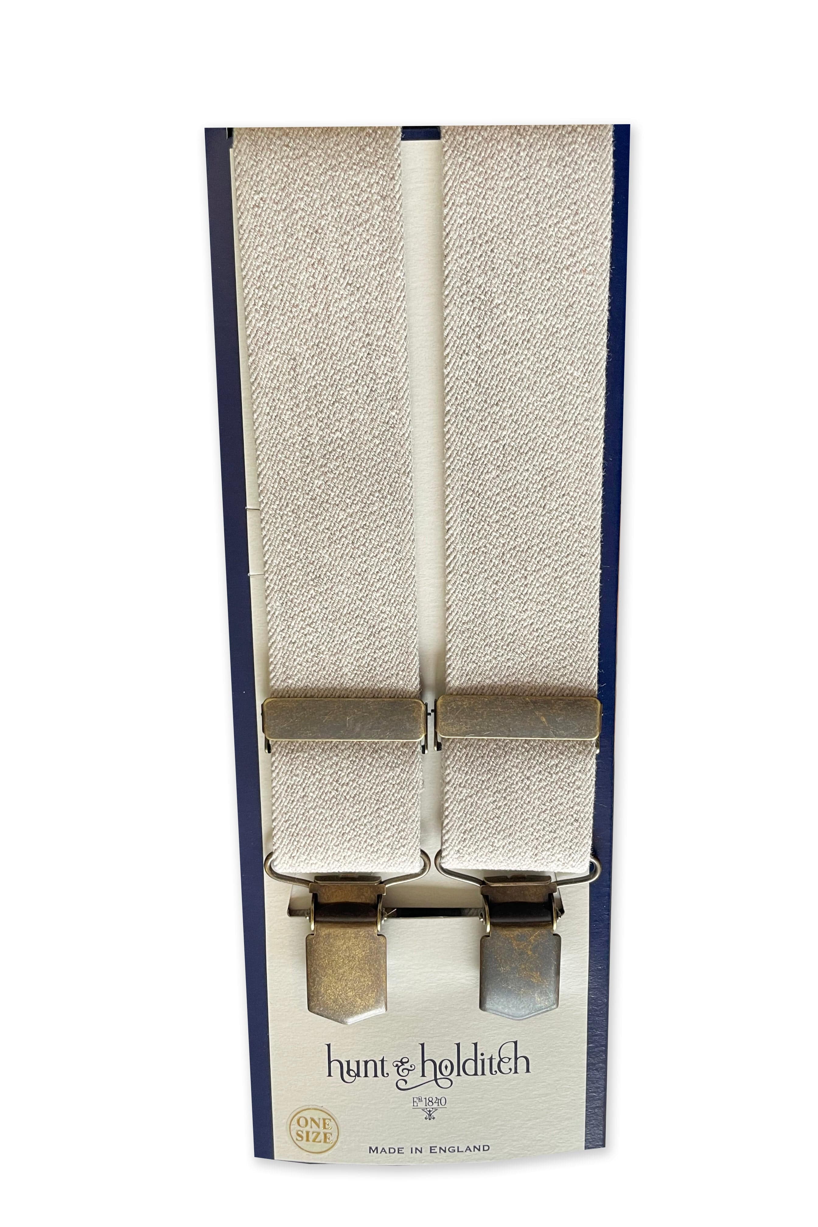 Hunt & Holditch Plain 35mm Antique Gold Cip Braces - Ecru 5107_ECRU_OS