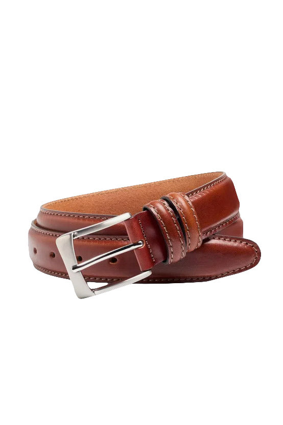 Ibex 40mm Stitched Edge Full Grain Leather Belt - Brandy