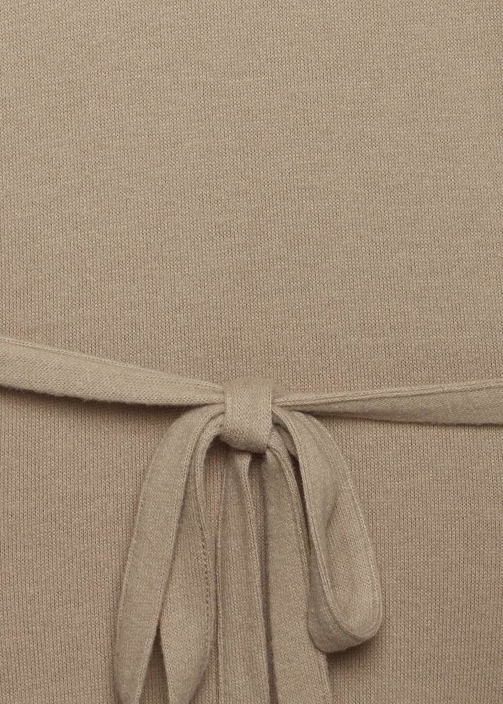 Ichi Yose Soft Knit Tie Waist Dress - Natural