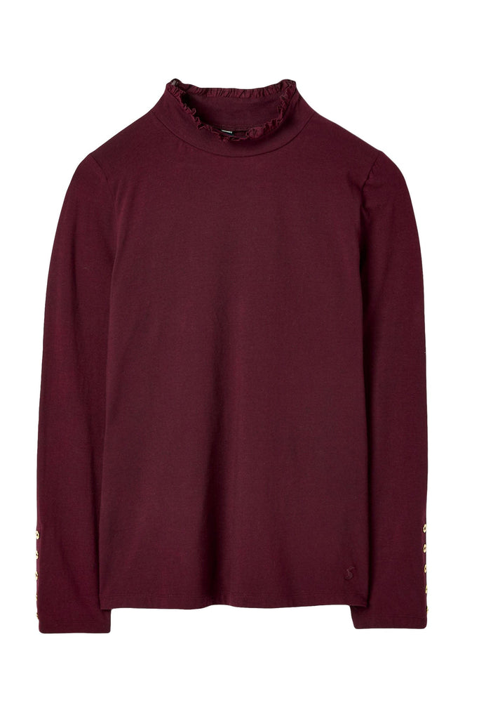 Joules Amy Red Roll Neck Top - Burgundy