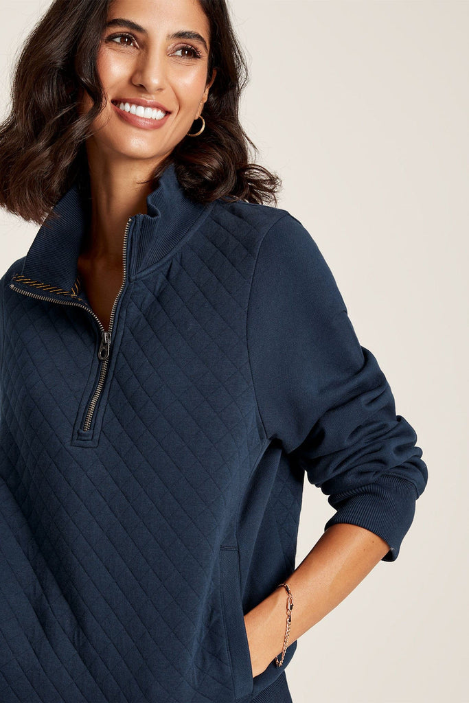 Joules Anisa Quilted Quarter Zip Sweatshirt - French Navy