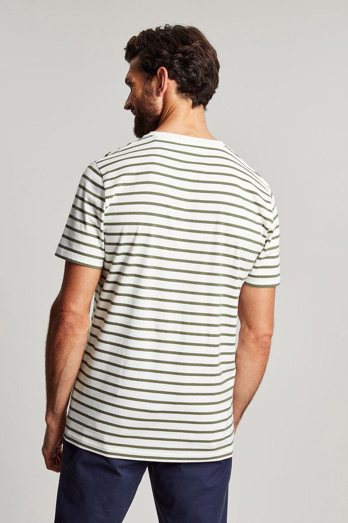 Joules Boathouse Striped T-Shirt - White Khaki Stripe