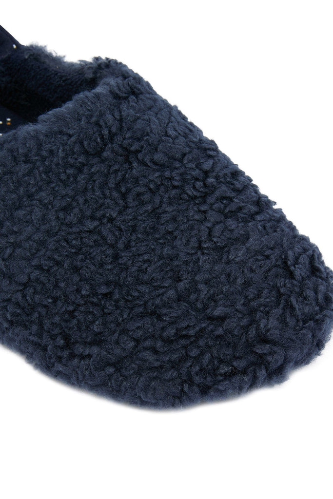 Joules Comfy Faux Fur Foldable Slipper - Navy Star Sky
