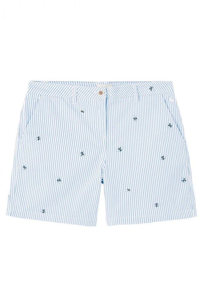 Joules Cruise Embroidered Mid Length Chino Shorts - Blue Bee Stripe