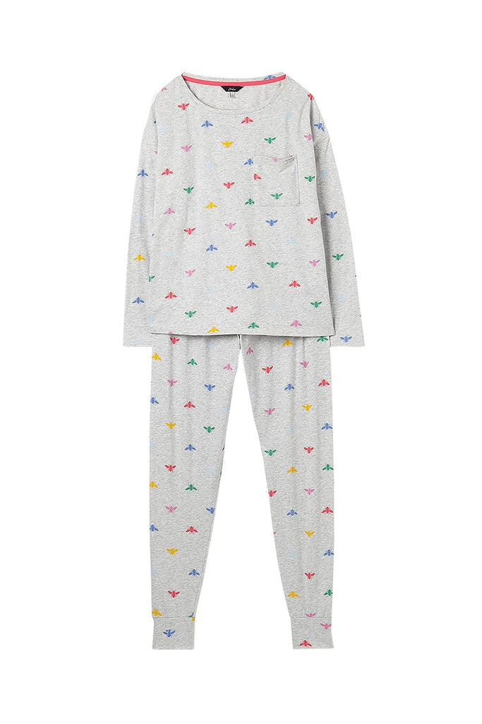 Joules Dreamley Long Sleeve Jersey Pyjama Set - Grey Multi Bee