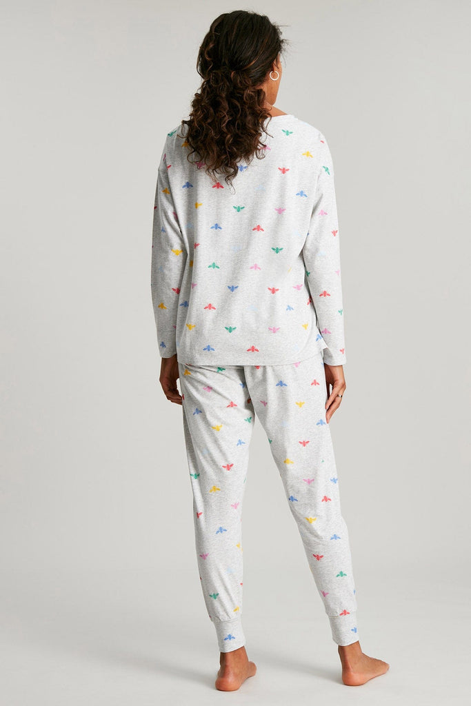 Joules Dreamley Long Sleeve Jersey Pyjama Set - Grey Multi Bee