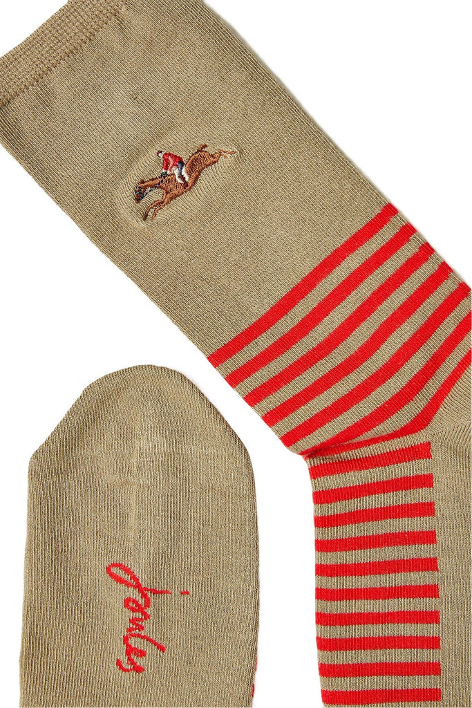 Joules Excellent Embroidered Socks - Oat Embroidered Horse 223809_OATEMB_4-8