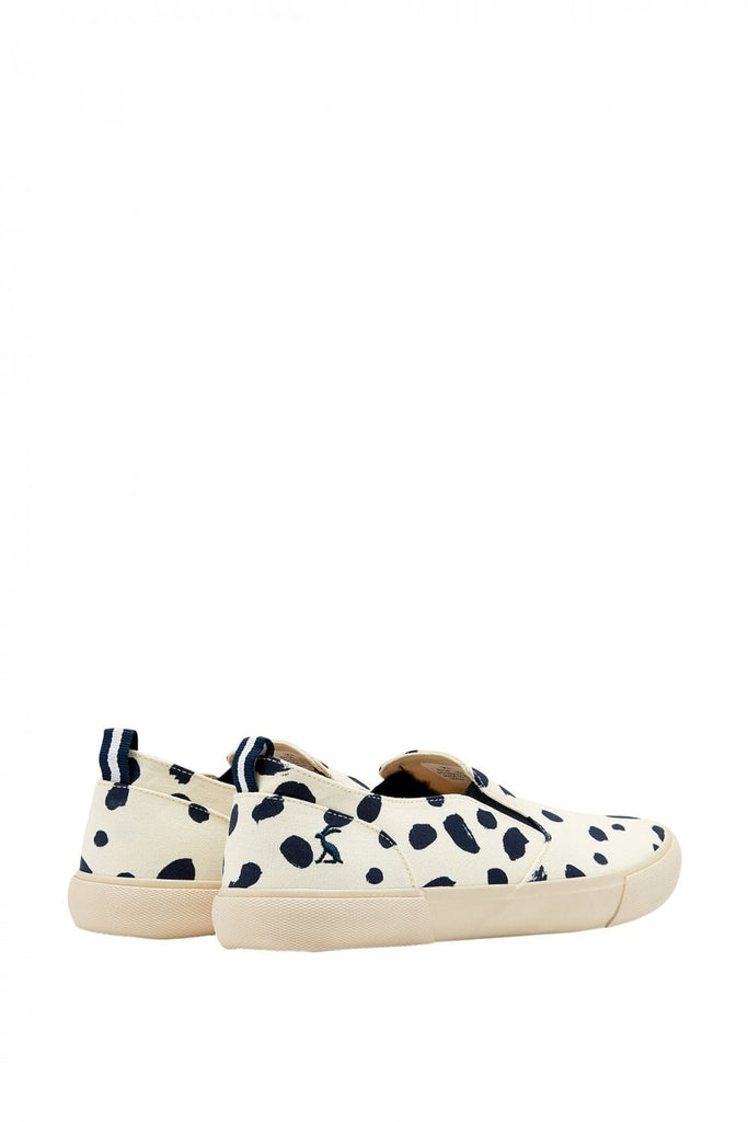 Joules Fay Slip On Trainers - Cream Black Spot
