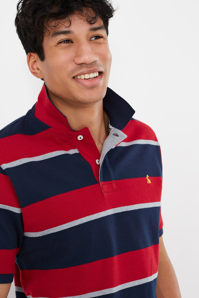 Joules Filbert Striped Polo Shirt - Navy Red Stripe