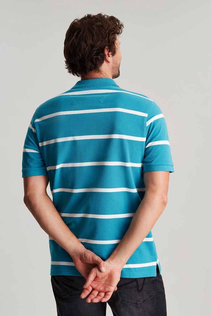 Joules Filbert Striped Polo Shirt - Turquoise Stripe