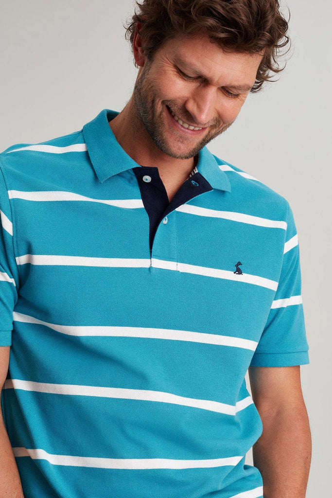 Joules Filbert Striped Polo Shirt - Turquoise Stripe