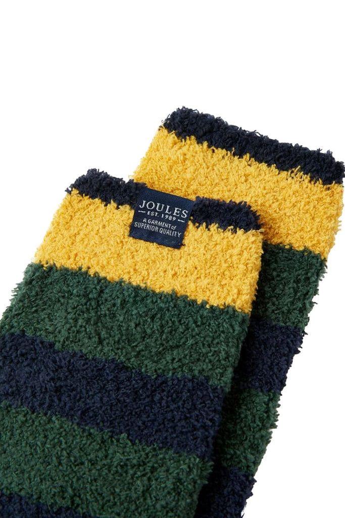 Joules Fluffy Sock - Green Blue Stripe 217619_GRNBLUSTP_7-12
