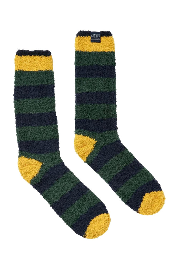 Joules Fluffy Sock - Green Blue Stripe 217619_GRNBLUSTP_7-12